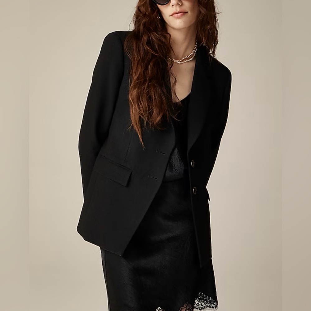 J Crew Wool Slim Fit Black Blazer Small
